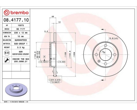 Bromsskiva 08.4177.10 Brembo, bild 4
