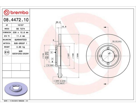 Bromsskiva 08.4472.10 Brembo, bild 4