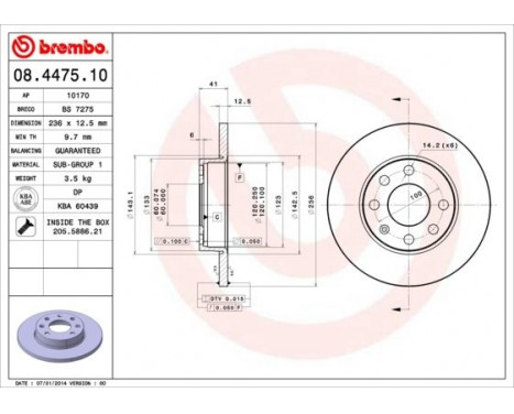 Bromsskiva 08.4475.10 Brembo, bild 3