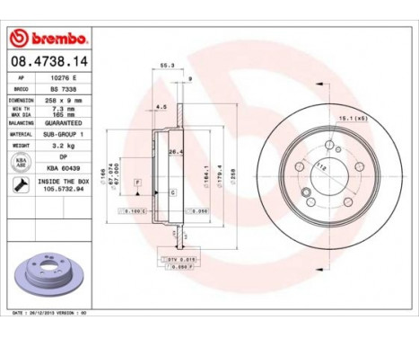 Bromsskiva 08.4738.14 Brembo, bild 3