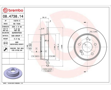 Bromsskiva 08.4738.14 Brembo, bild 4