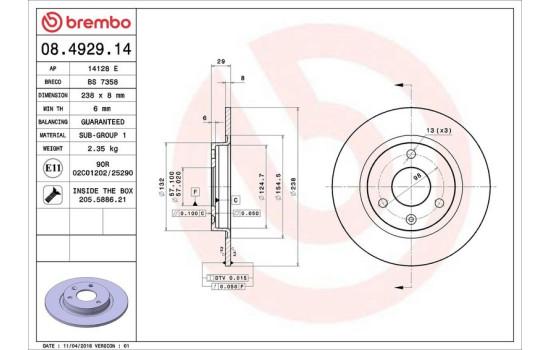 Bromsskiva 08.4929.14 Brembo, bild 4