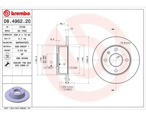 Bromsskiva 08.4962.20 Brembo, bild 3