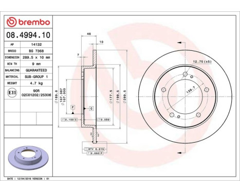 Bromsskiva 08.4994.10 Brembo, bild 4