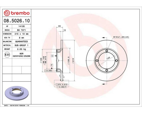 Bromsskiva 08.5026.10 Brembo, bild 4