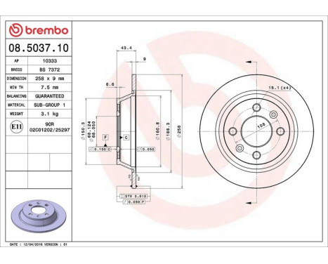 Bromsskiva 08.5037.10 Brembo, bild 4
