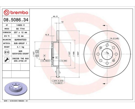 Bromsskiva 08.5086.34 Brembo, bild 3