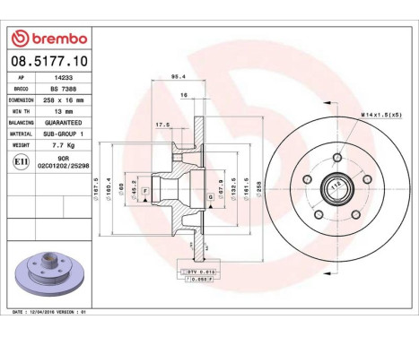Bromsskiva 08.5177.10 Brembo, bild 4