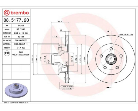Bromsskiva 08.5177.20 Brembo, bild 4