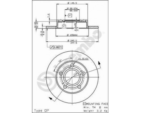 Bromsskiva 08.5213.20 Brembo, bild 2