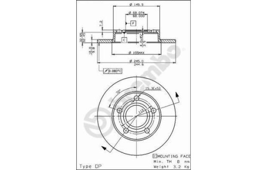 Bromsskiva 08.5213.20 Brembo, bild 2