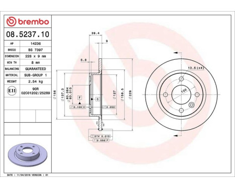 Bromsskiva 08.5237.10 Brembo, bild 4
