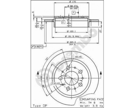 Bromsskiva 08.5288.10 Brembo, bild 2