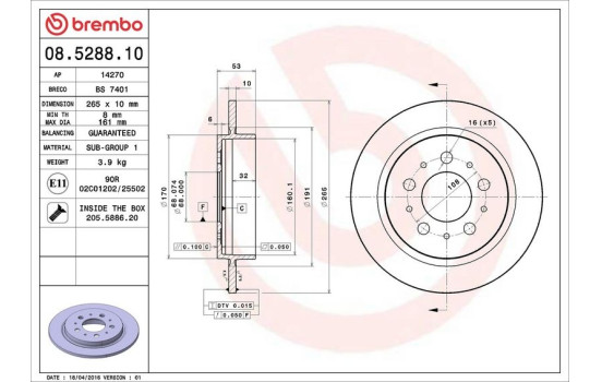Bromsskiva 08.5288.10 Brembo, bild 4