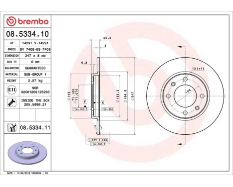Bromsskiva 08.5334.10 Brembo, bild 4