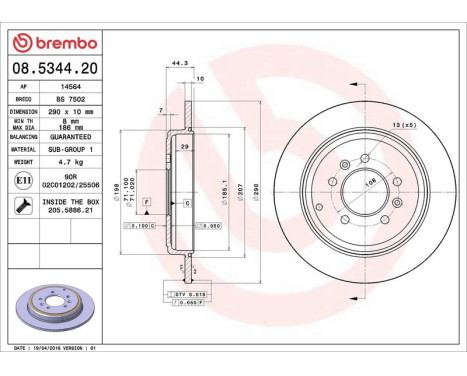 Bromsskiva 08.5344.20 Brembo, bild 4