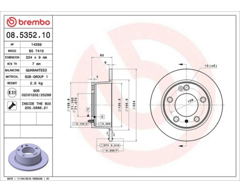 Bromsskiva 08.5352.10 Brembo, bild 4