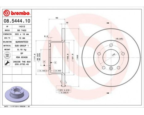 Bromsskiva 08.5444.10 Brembo, bild 3