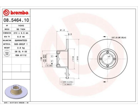 Bromsskiva 08.5464.10 Brembo, bild 3