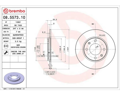 Bromsskiva 08.5573.10 Brembo, bild 4