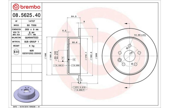 Bromsskiva 08.5625.40 Brembo, bild 3