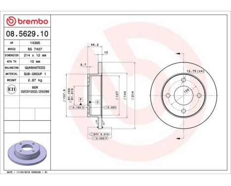 Bromsskiva 08.5629.10 Brembo, bild 4
