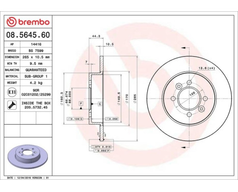Bromsskiva 08.5645.60 Brembo, bild 4