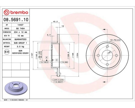 Bromsskiva 08.5691.10 Brembo, bild 4