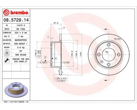 Bromsskiva 08.5729.14 Brembo, bild 2