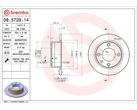 Bromsskiva 08.5729.14 Brembo, bild 4