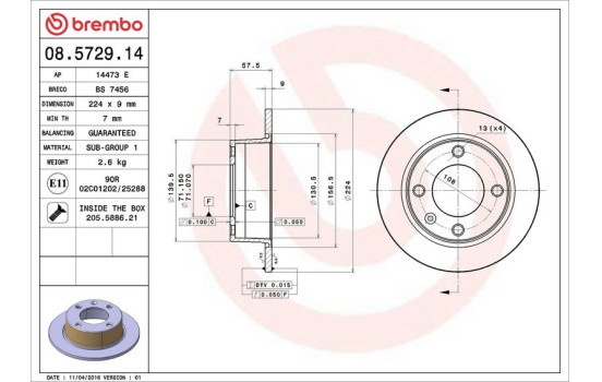 Bromsskiva 08.5729.14 Brembo, bild 4