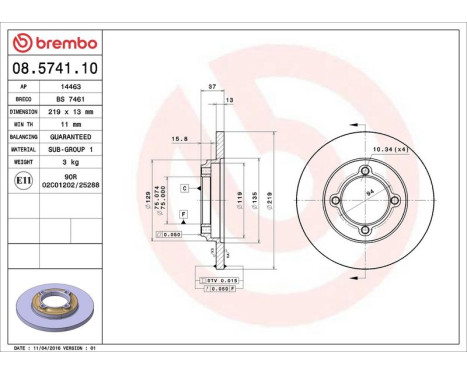 Bromsskiva 08.5741.10 Brembo, bild 4