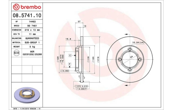 Bromsskiva 08.5741.10 Brembo, bild 4