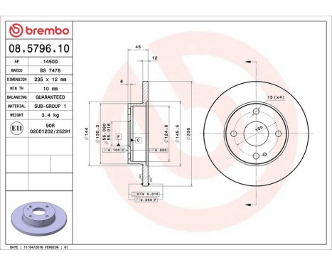 Bromsskiva 08.5796.10 Brembo, bild 4
