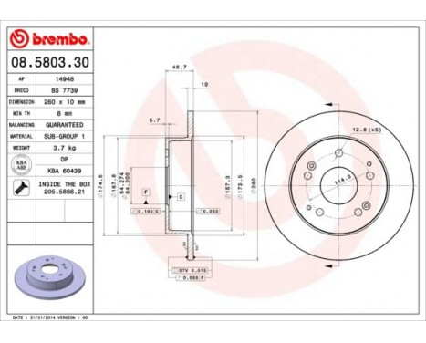 Bromsskiva 08.5803.30 Brembo, bild 2