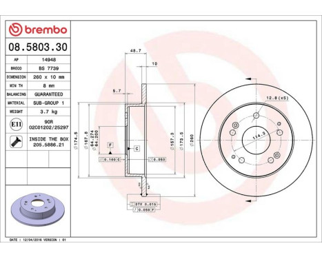 Bromsskiva 08.5803.30 Brembo, bild 3