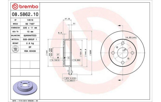 Bromsskiva 08.5862.10 Brembo, bild 4