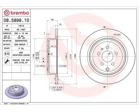 Bromsskiva 08.5898.10 Brembo, bild 4