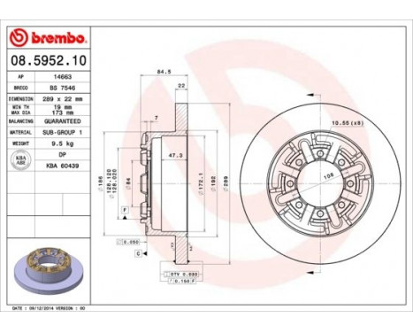 Bromsskiva 08.5952.10 Brembo, bild 2