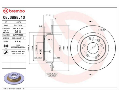 Bromsskiva 08.6898.10 Brembo, bild 4