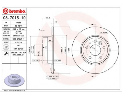 Bromsskiva 08.7015.10 Brembo, bild 3