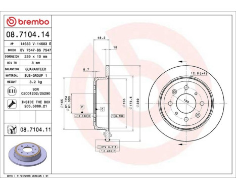 Bromsskiva 08.7104.14 Brembo, bild 4