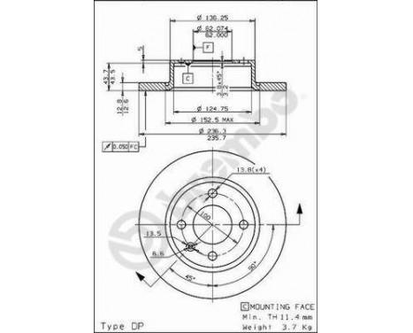 Bromsskiva 08.7237.10 Brembo, bild 2