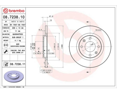 Bromsskiva 08.7238.10 Brembo, bild 5