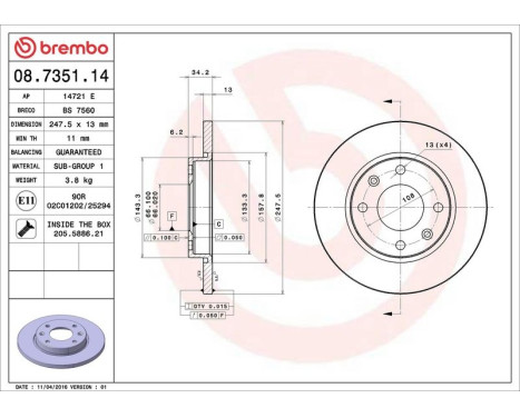 Bromsskiva 08.7351.14 Brembo, bild 4