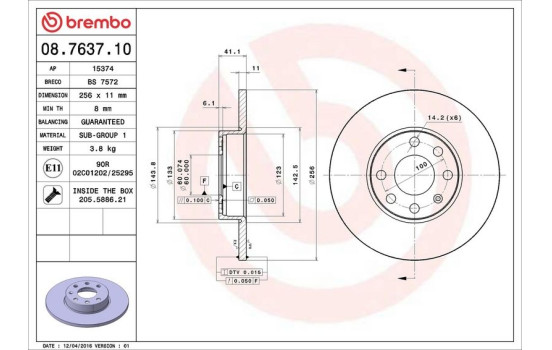 Bromsskiva 08.7637.10 Brembo, bild 4