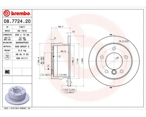 Bromsskiva 08.7724.20 Brembo, bild 3