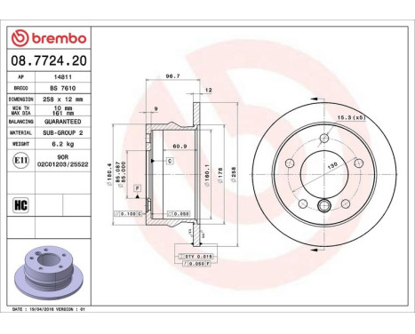 Bromsskiva 08.7724.20 Brembo, bild 4