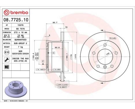 Bromsskiva 08.7725.10 Brembo, bild 4