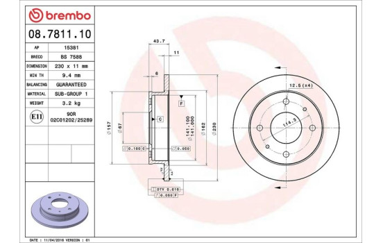 Bromsskiva 08.7811.10 Brembo, bild 4